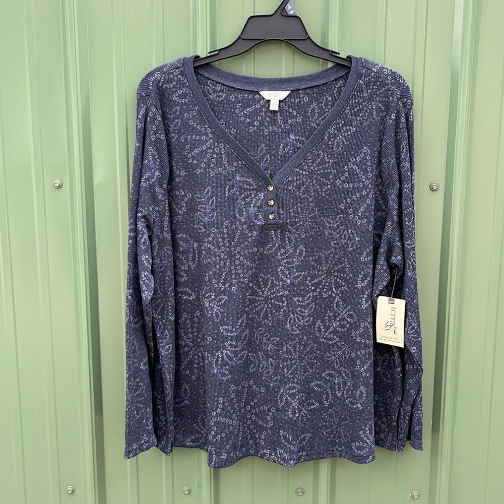 Women's Plus Cozy Waffle Henley Long Sleeve Size 3X